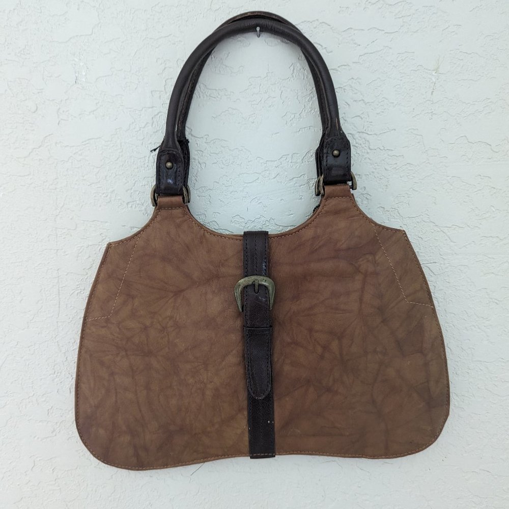 Leather Hobo Shoulder Bag with Buckle NWT